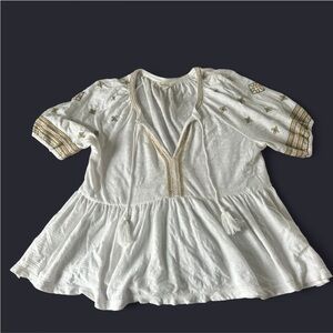 Lucky Brand White Embroidered Blouse